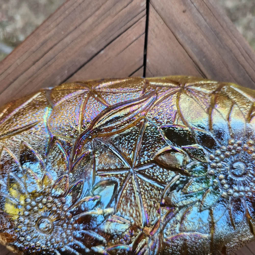 Indiana Glass Carnival Glass Lily Pons Relish Dish With Handles